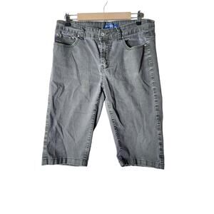 ATTITUDE Black Denim Mid-Rise Slightly Faded Utility Jorts Shorts SZ 14W